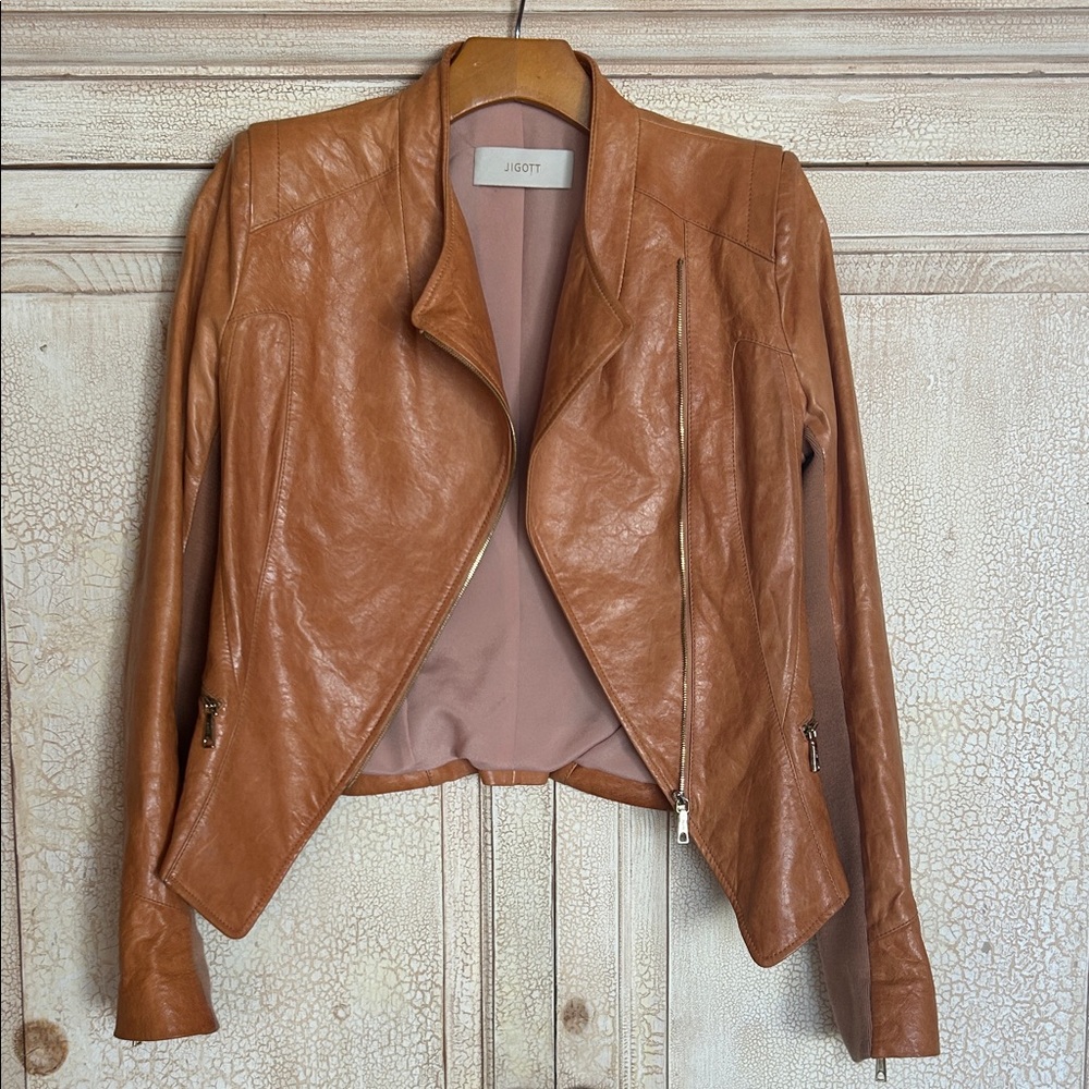 Jigott Genuine Sheepskin Leather Moto Jacket XS/S